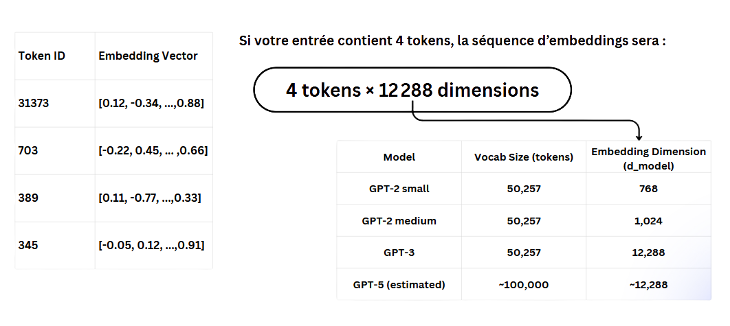 Couche linéaire → logits → softmax → probabilités → prochain token.