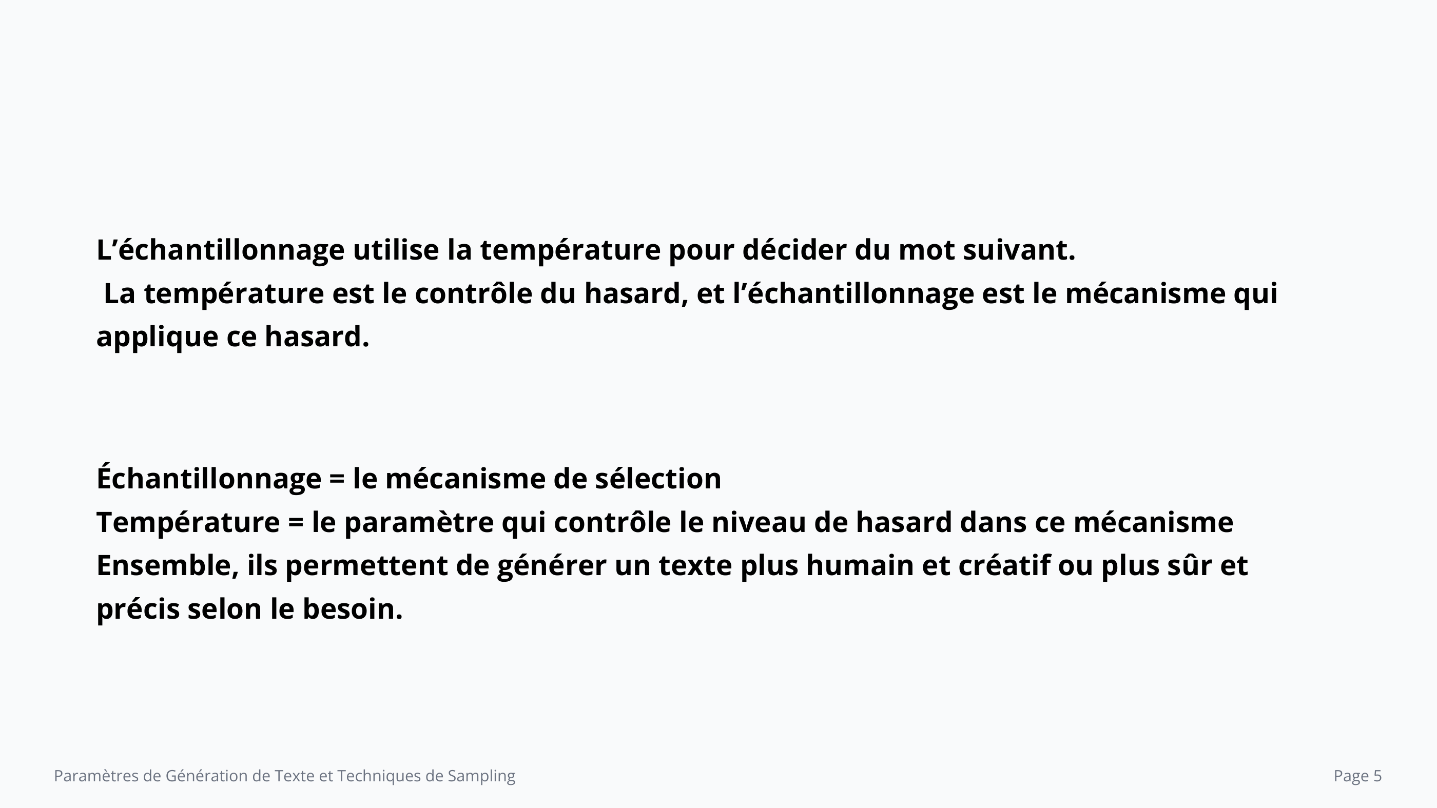 Relation entre température et mécanisme d'échantillonnage